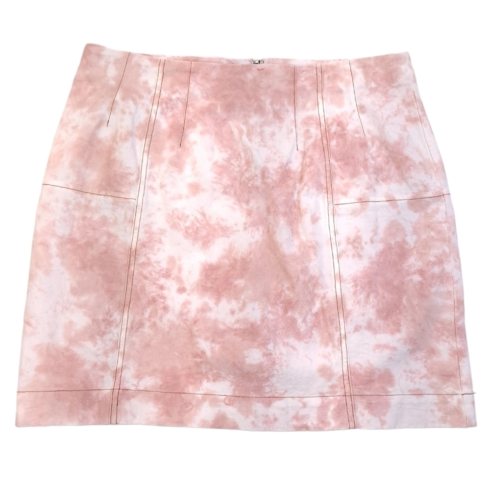 Umgee USA Women's Tie Dye Skirt A-line Pink White 100% Cotton Short - Sz Medium